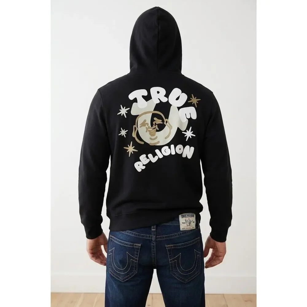 True Religion Hoodie Men's Medium Buddha Jet Black